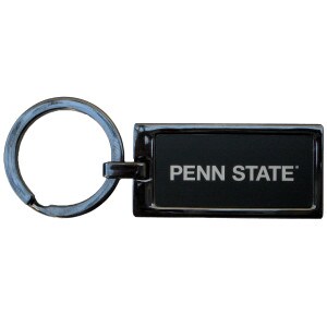black metal keychain with Penn State and split ring